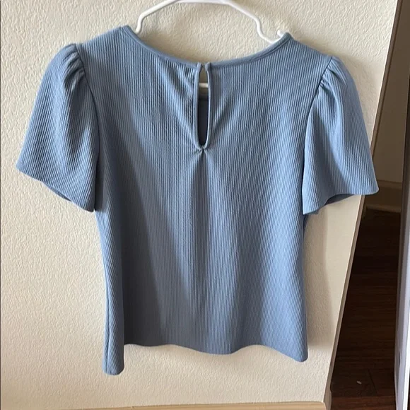 Express Blue Ribbed Blouse - Picture 3 of 4